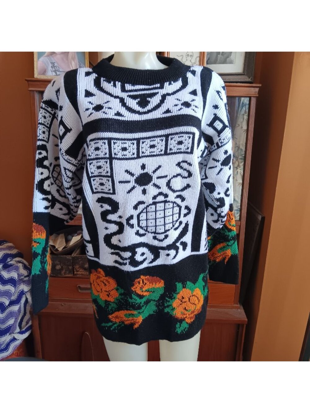 Vintage Wome's Medium Ugly Sweater 1980's Looking Good USA Padded Shoulder Prep